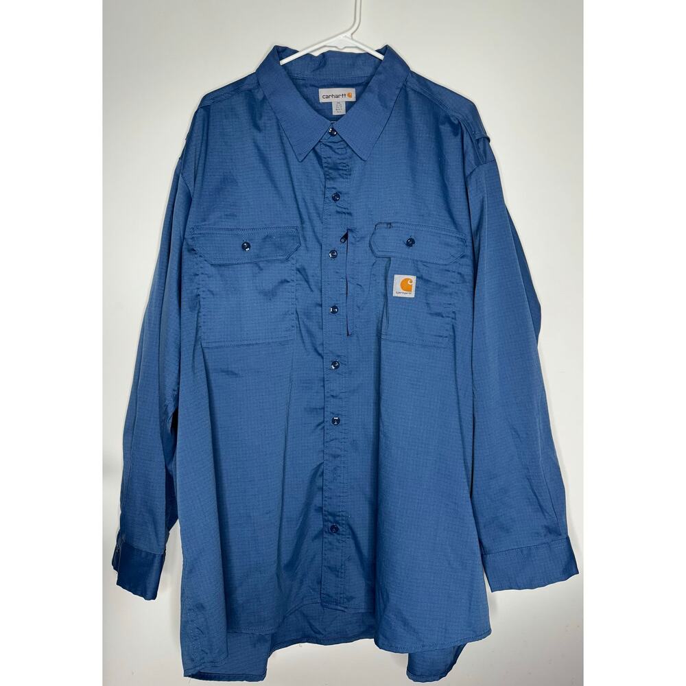 Carhartt Shirt Mens 3XL Blue Original Fit Long Sleeve Button Up Workwear NWOT